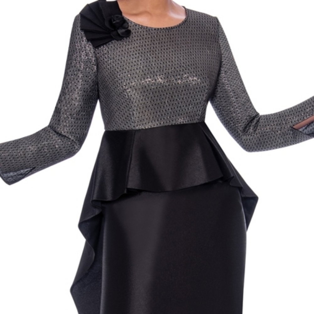 Terramina Black and Silver High-Low Dress